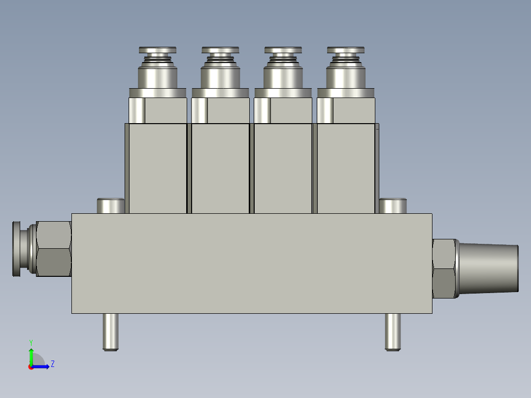 4位电磁阀组件左视图