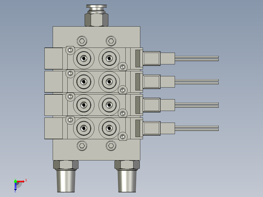 4位电磁阀组件俯视图