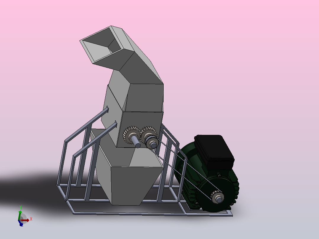 塑料破碎机零件装配图plastic-crusher-2831-模型格式为 sw主视图