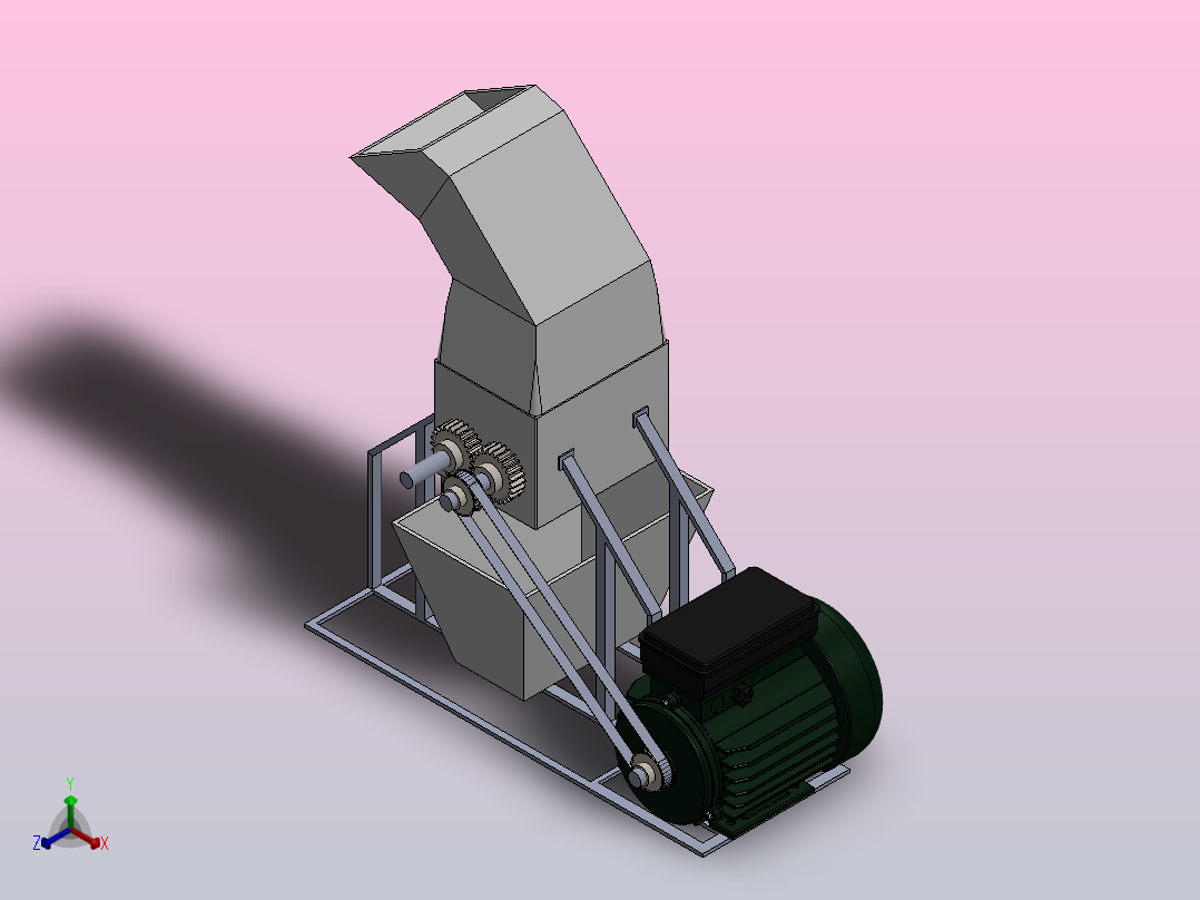 塑料破碎机零件装配图plastic-crusher-2831-模型格式为 sw正等轴测图