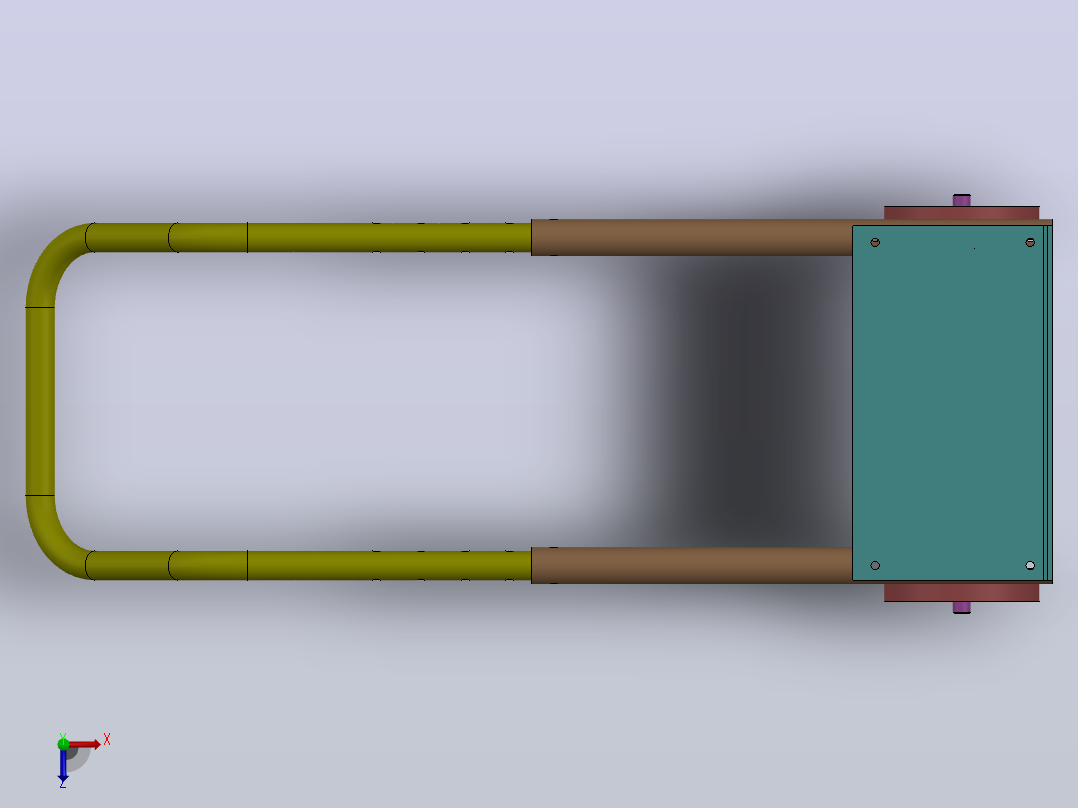 SolidWorks中手推车的设计与装配俯视图