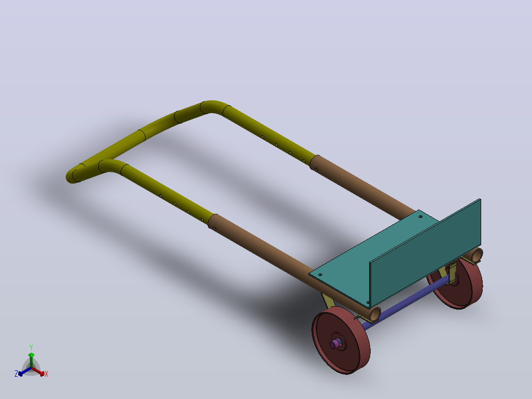 SolidWorks中手推车的设计与装配正等轴测图