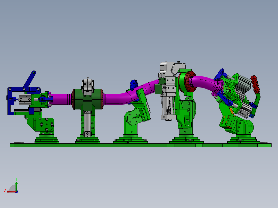前排气管焊接工装sw20后视图
