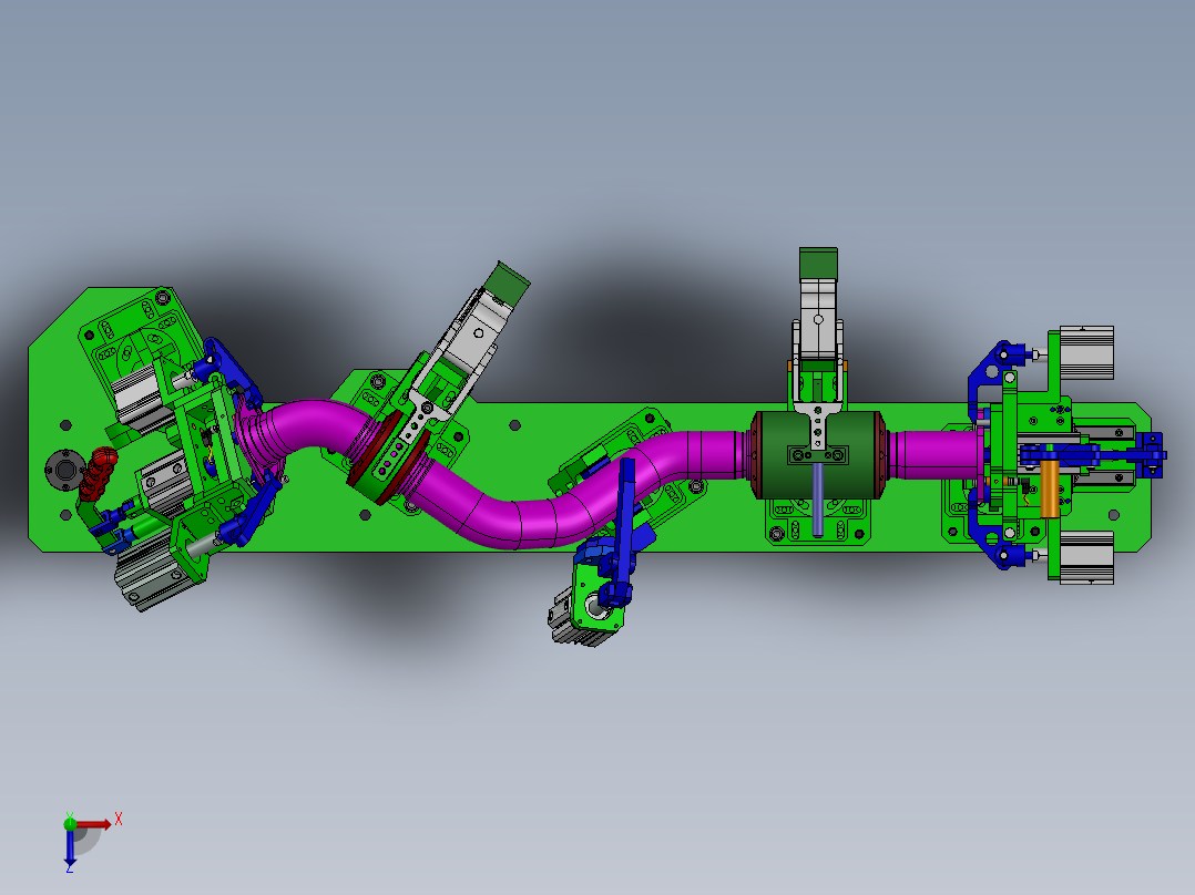 前排气管焊接工装sw20俯视图