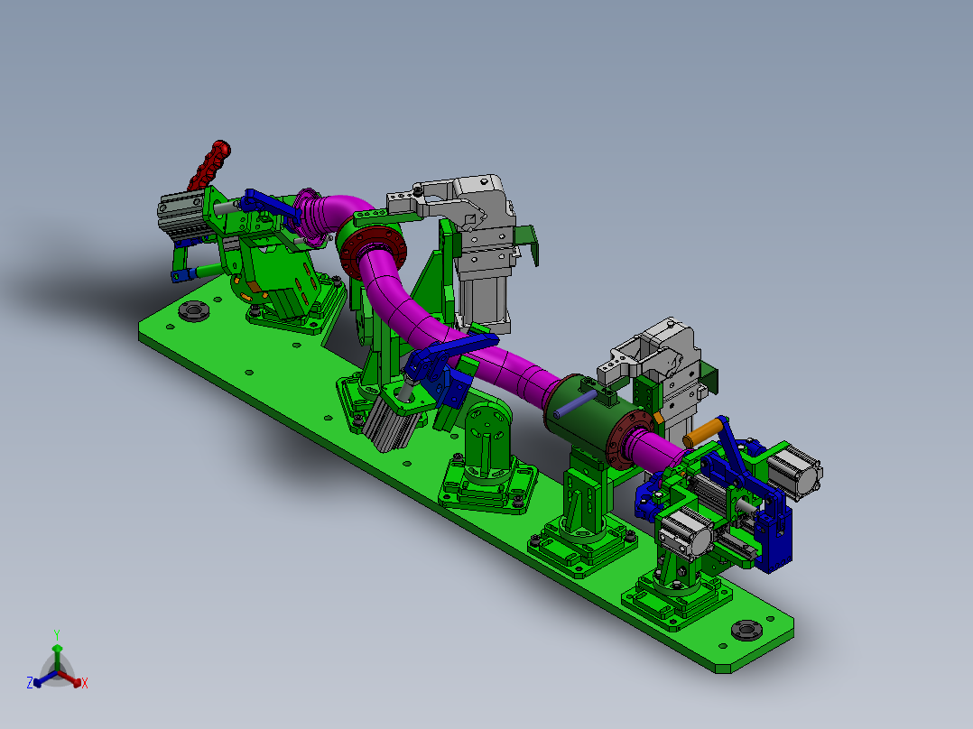 前排气管焊接工装sw20正等轴测图