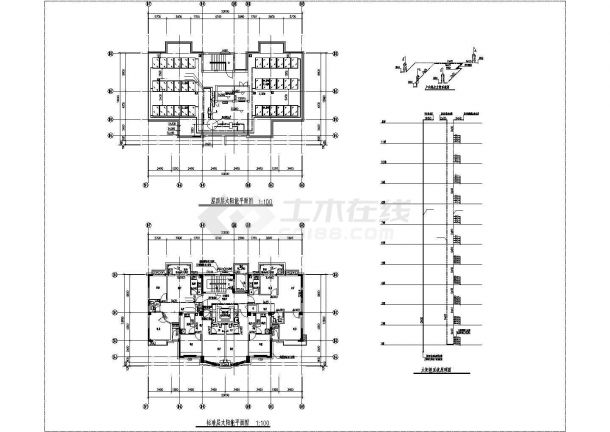 某高层太阳能集中供热水系统图及平面布置图CAD图纸