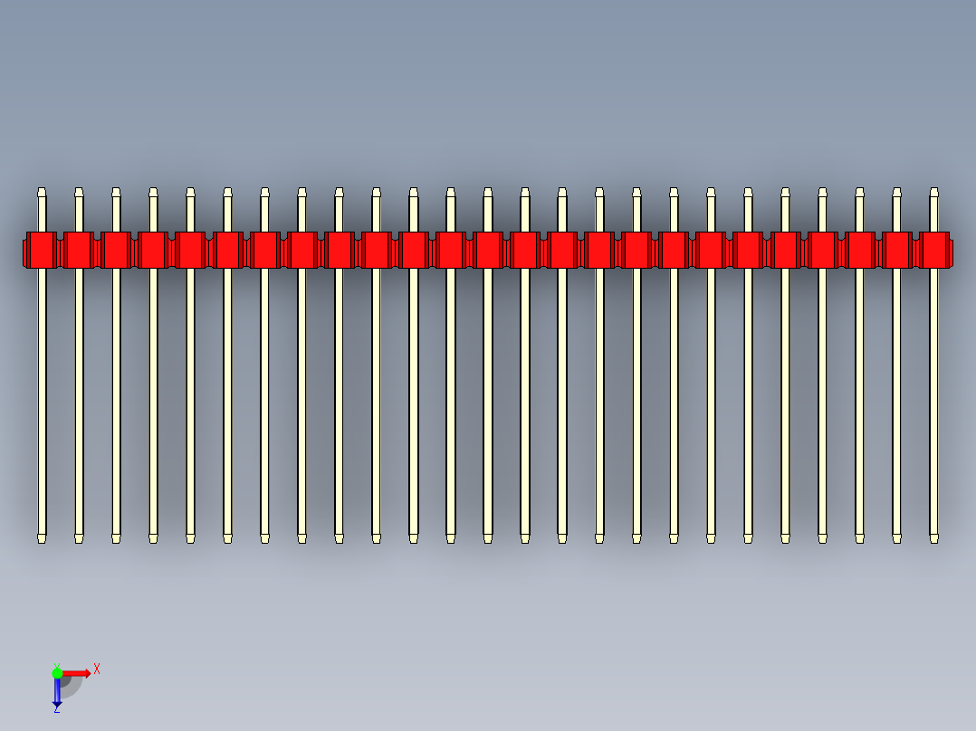 彩色公头100mil（2.54mm）系列-DS1021_red_1x25p_100mil_Type19_rev1.0俯视图