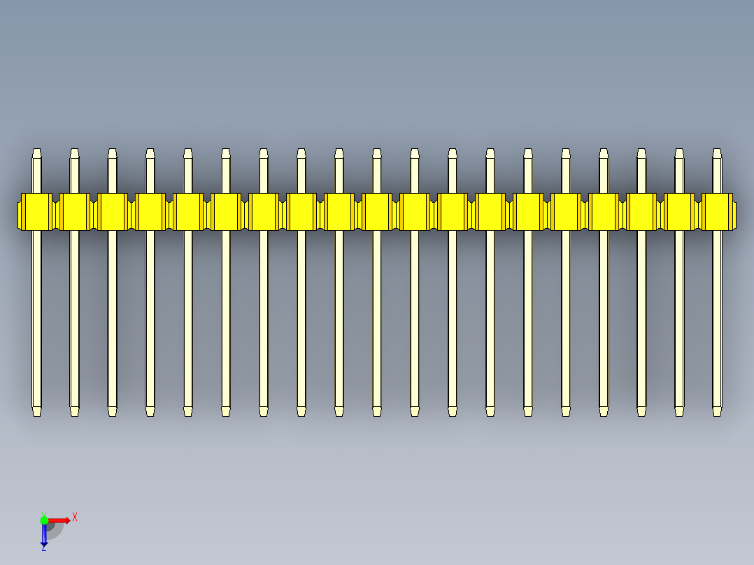 彩色公头100mil（2.54mm）系列-DS1021_yellow_2x19p_100mil_Type5_rev1.0俯视图