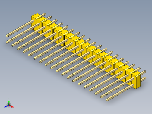 彩色公头100mil（2.54mm）系列-DS1021_yellow_2x19p_100mil_Type5_rev1.0正等轴测缩略图