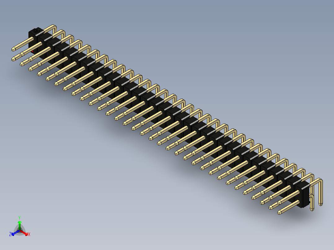 彩色公排针 100mil 2.54mm 系列-DS1022_black_2x32p_100mil_TypeD_rev1.0主视图