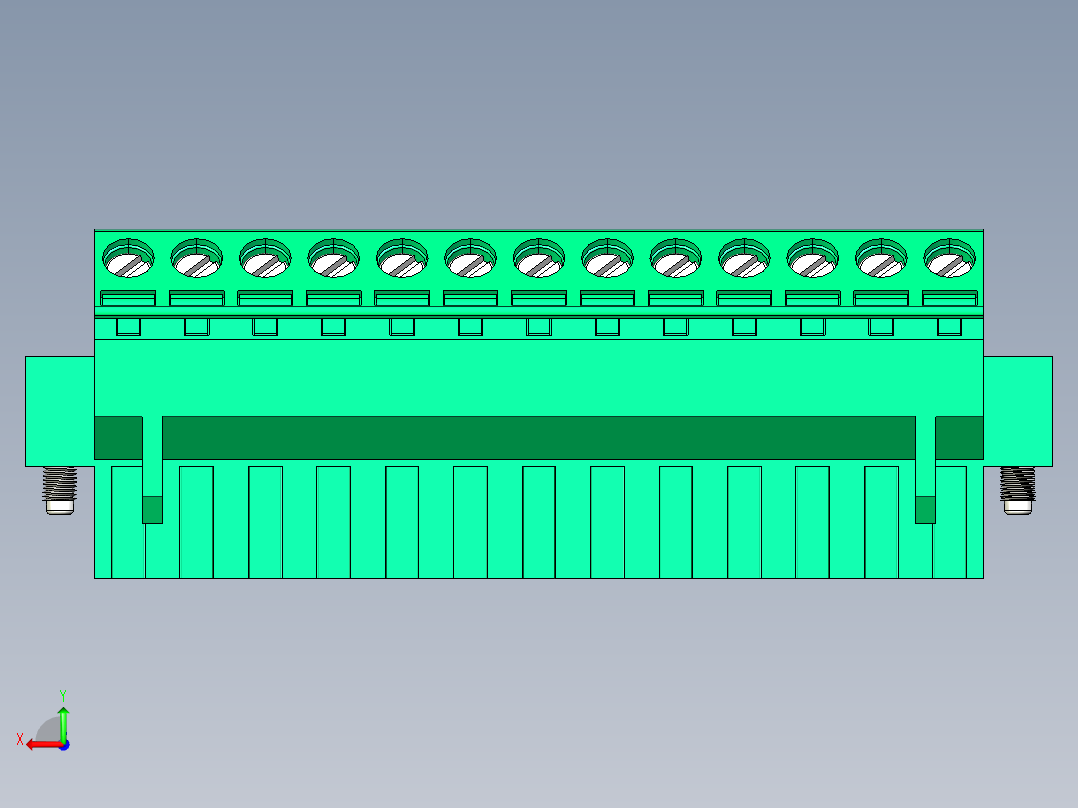 DEGSON 2EDG（M） 系列 5.0mm 螺丝锁紧可插拔接线端子组-2EDGKLM-5.0-13P-14-00AH后视图