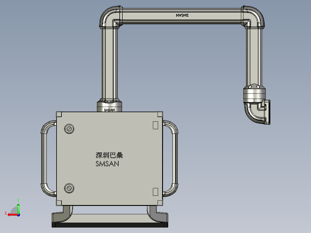 悬臂控制操控箱键盘支架-D2-垂直墙座-转角-转交-箱体链接器-250-500-300后视图