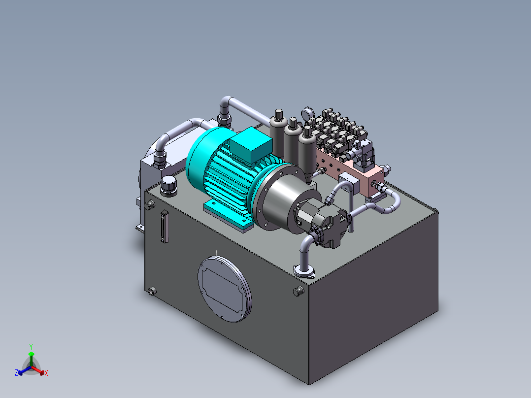 流水线设备液压站正等轴测图