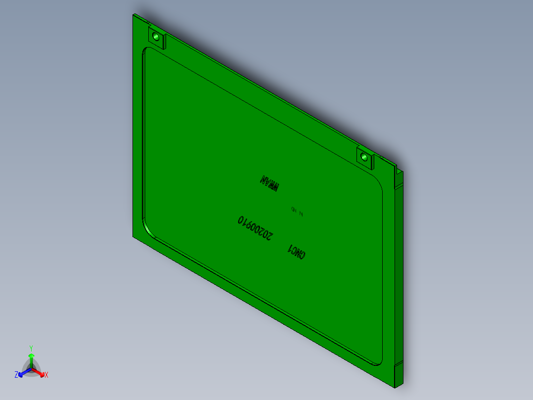 一款平板电脑外壳粗铣内腔程序模型正等轴测图