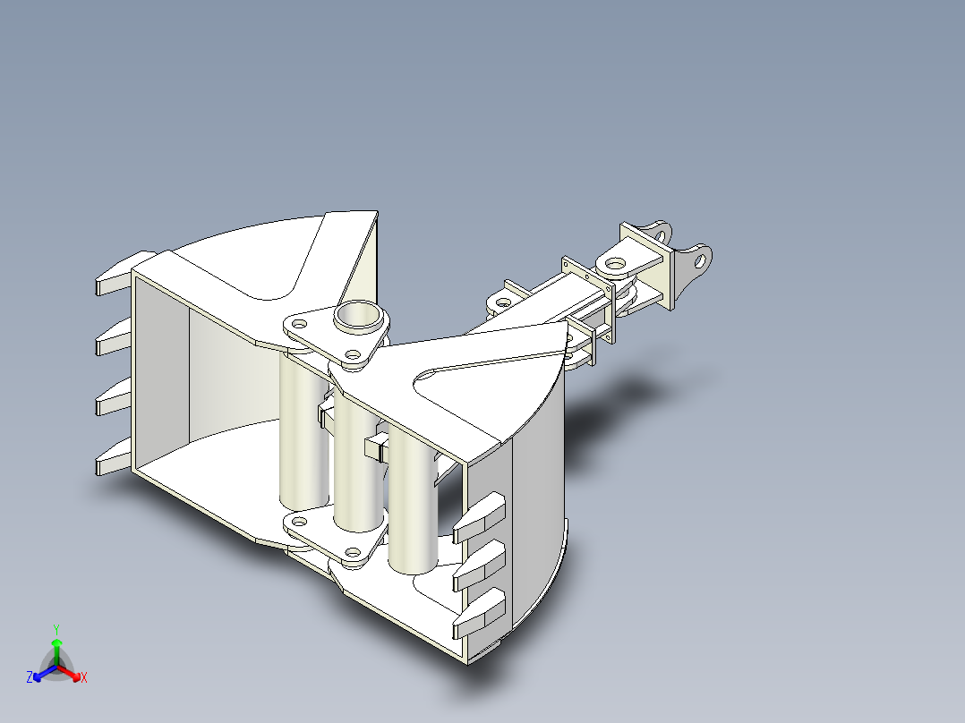 挖掘机贝壳斗正等轴测图
