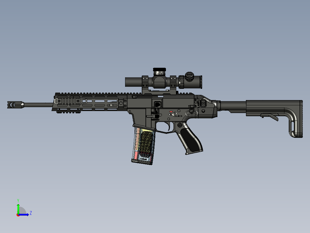 手枪左轮冲锋枪老式狙击步枪设计3D图纸perun-s1 STP左视图