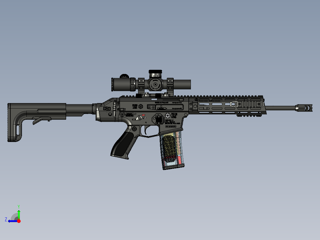 手枪左轮冲锋枪老式狙击步枪设计3D图纸perun-s1 STP右视图