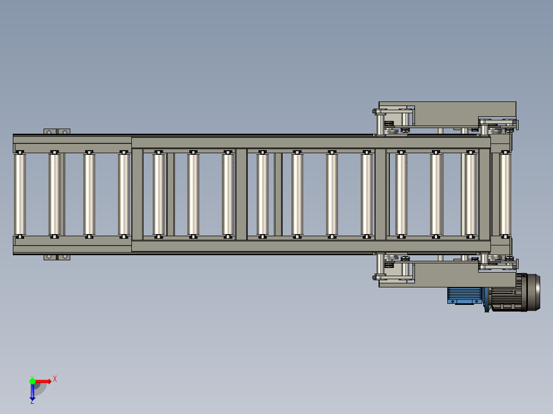 动力滚筒输送机 板材压制用推板机俯视图