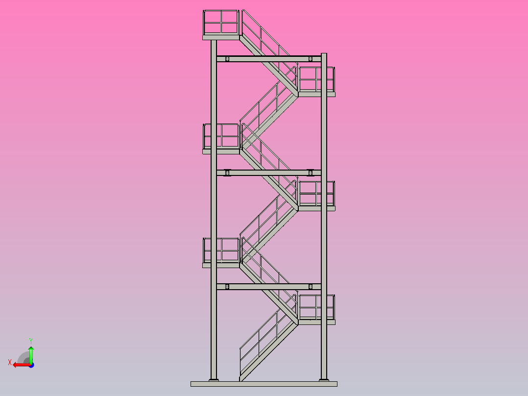 消防逃生楼梯后视图