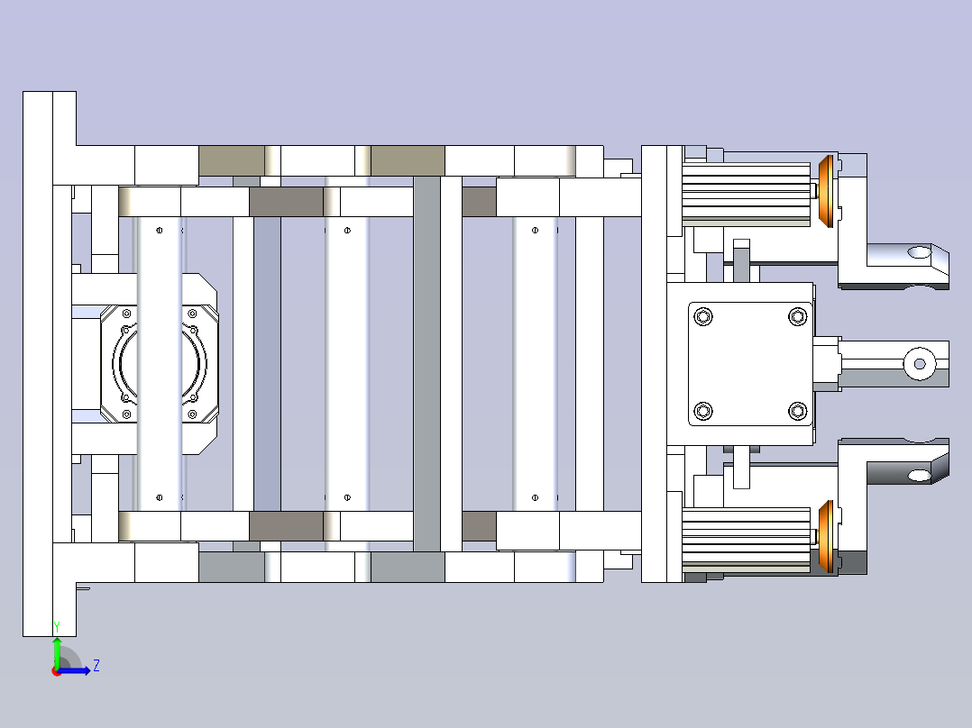 一款三爪夹具升降平台3D设计左视图