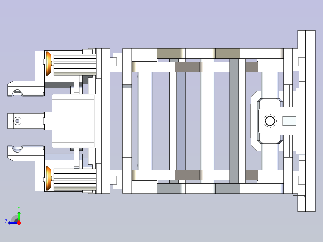 一款三爪夹具升降平台3D设计右视图