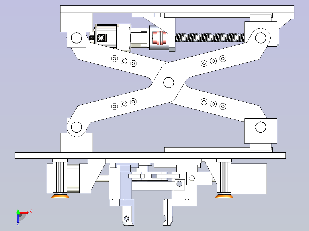 一款三爪夹具升降平台3D设计俯视图