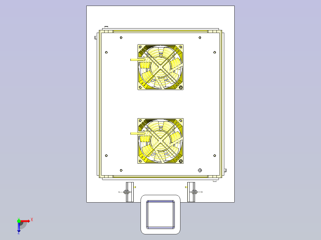 一款输送机上冷却工件3D图模型俯视图
