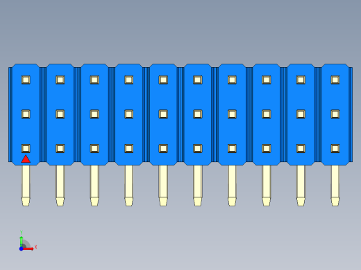 彩色公排针 100mil 2.54mm 系列-DS1022_blue_3x10p_100mil_TypeD_rev1.0前视缩略图