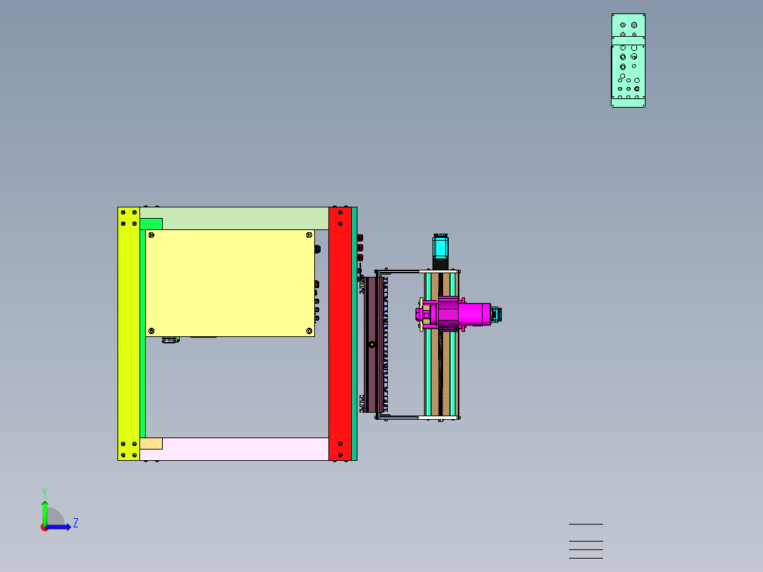 台式小型高精精雕雕铣机左视图