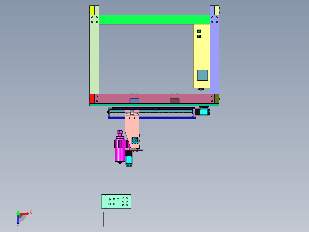 台式小型高精精雕雕铣机俯视图