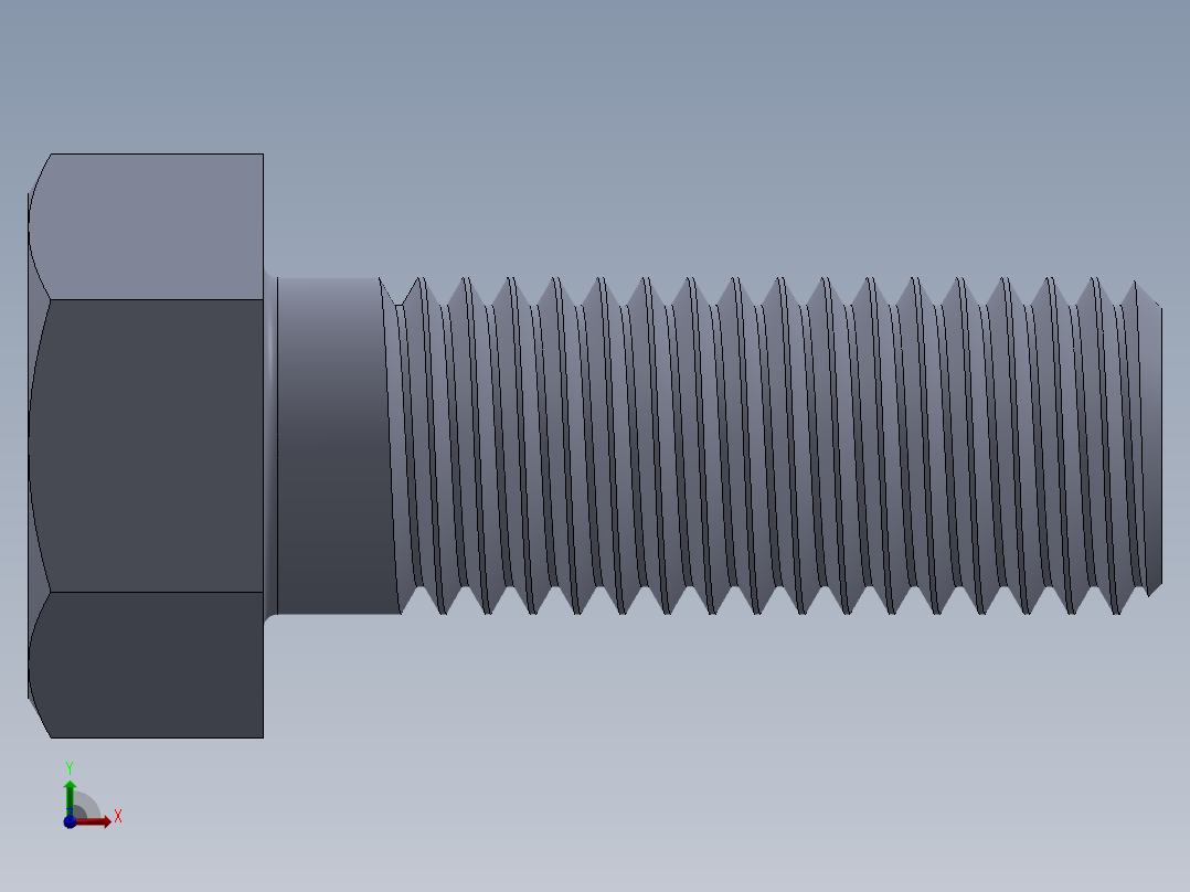 UNC 六角螺栓-Hex Bolt 0.750-10 x 2.SLDPRT前视图