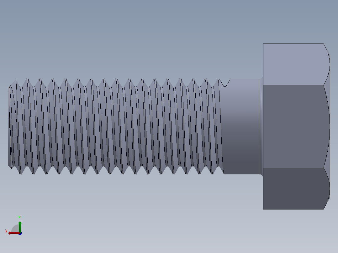 UNC 六角螺栓-Hex Bolt 0.750-10 x 2.SLDPRT后视图