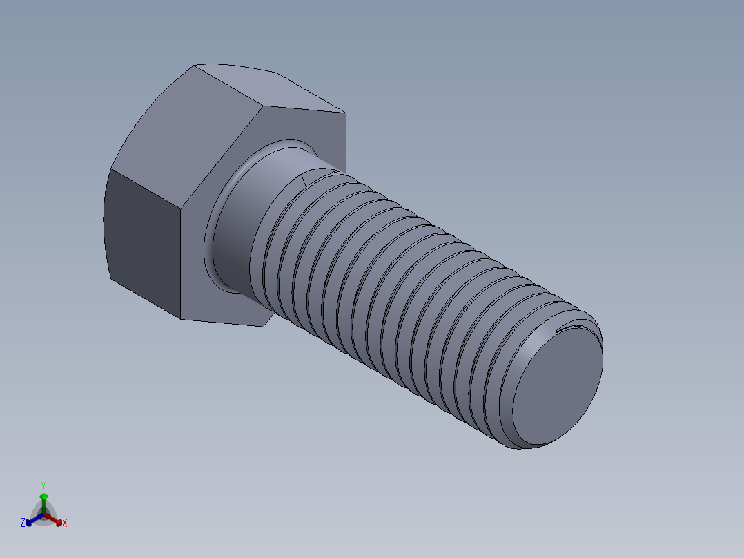 UNC 六角螺栓-Hex Bolt 0.750-10 x 2.SLDPRT正等轴测图