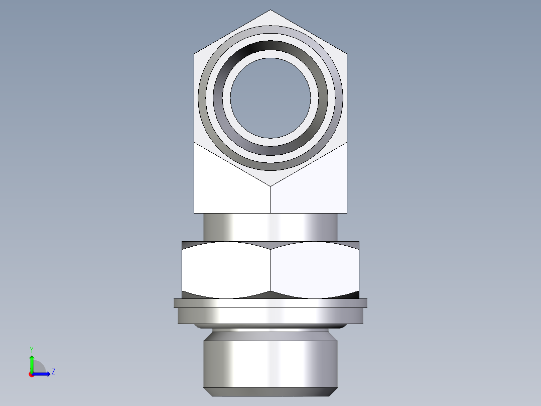 卡套式工业通用硬管接头EO_Adjustable_locknut_branch_tee_TEE12LROMDCF左视图