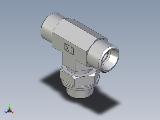 卡套式工业通用硬管接头EO_Adjustable_locknut_branch_tee_TEE12LROMDCF正等轴测缩略图