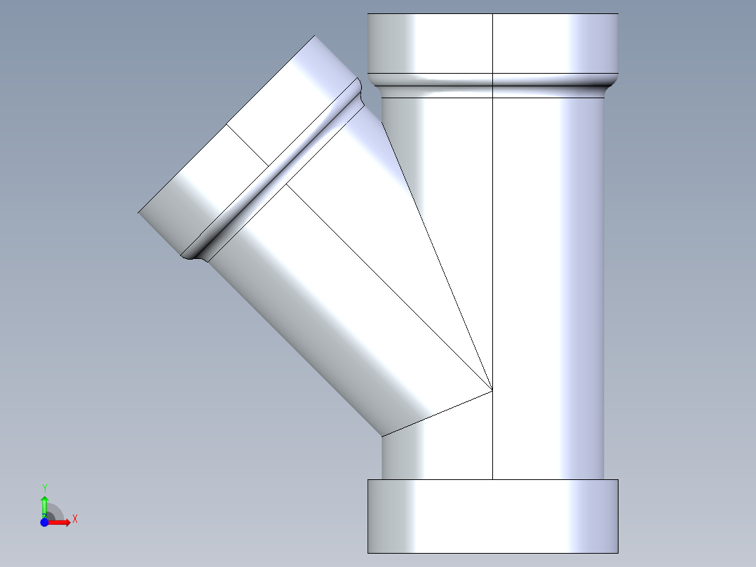 船舶管路系统S5_SeaDrainPLUS_45Wye-SxSxS_37E163003_3in Sea Drain Plus - 45 Wye - SxSxS前视图