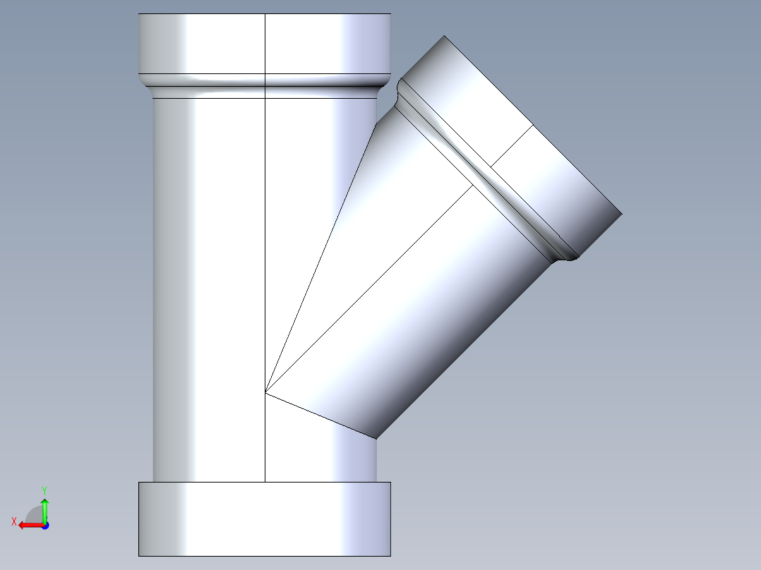 船舶管路系统S5_SeaDrainPLUS_45Wye-SxSxS_37E163003_3in Sea Drain Plus - 45 Wye - SxSxS后视图