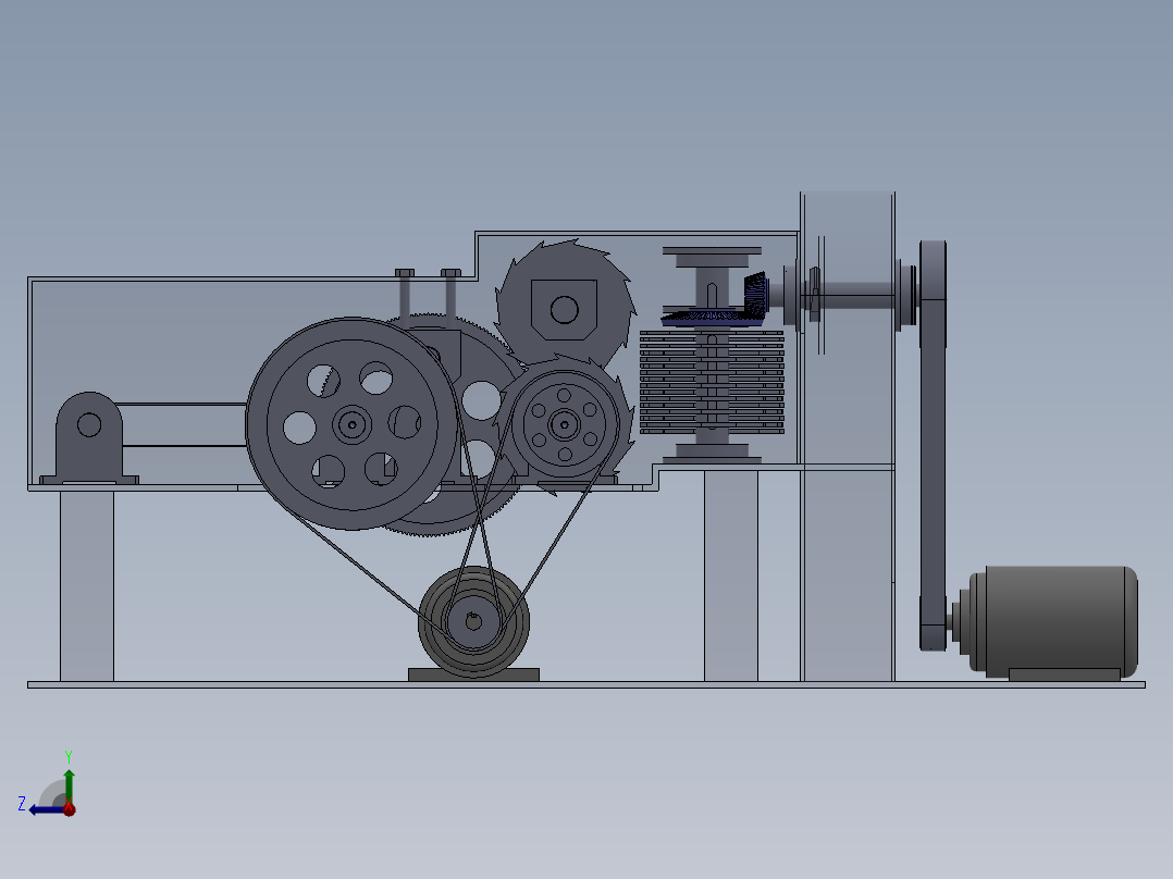 玉米秸秆粉碎机设计含仿真【三维SW模型+19张CAD图纸+说明】右视图