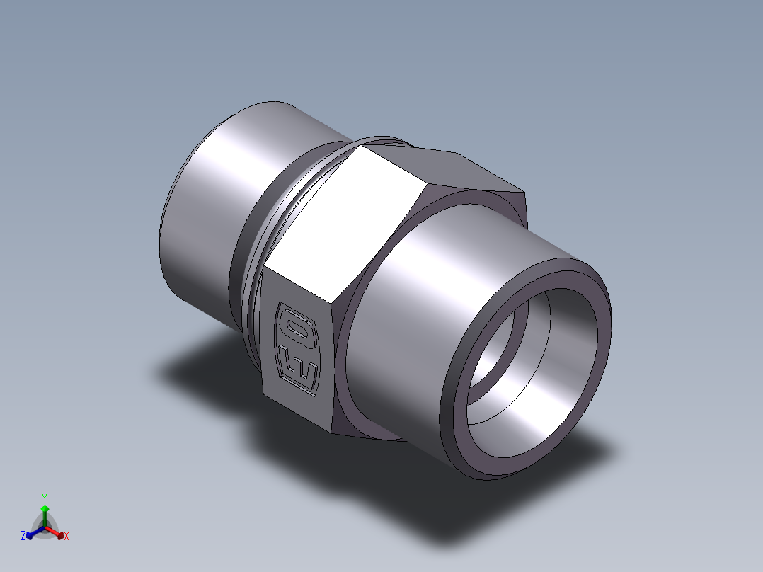 公制螺纹O圈密封、1DH-24-22正等轴测图