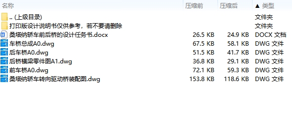 桑塔纳轿车前后桥的设计5张CAD图