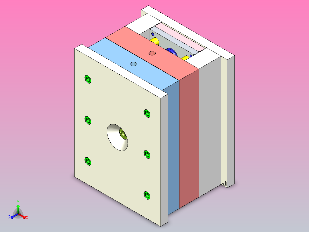 散热器配件（多穴拼模）正等轴测图