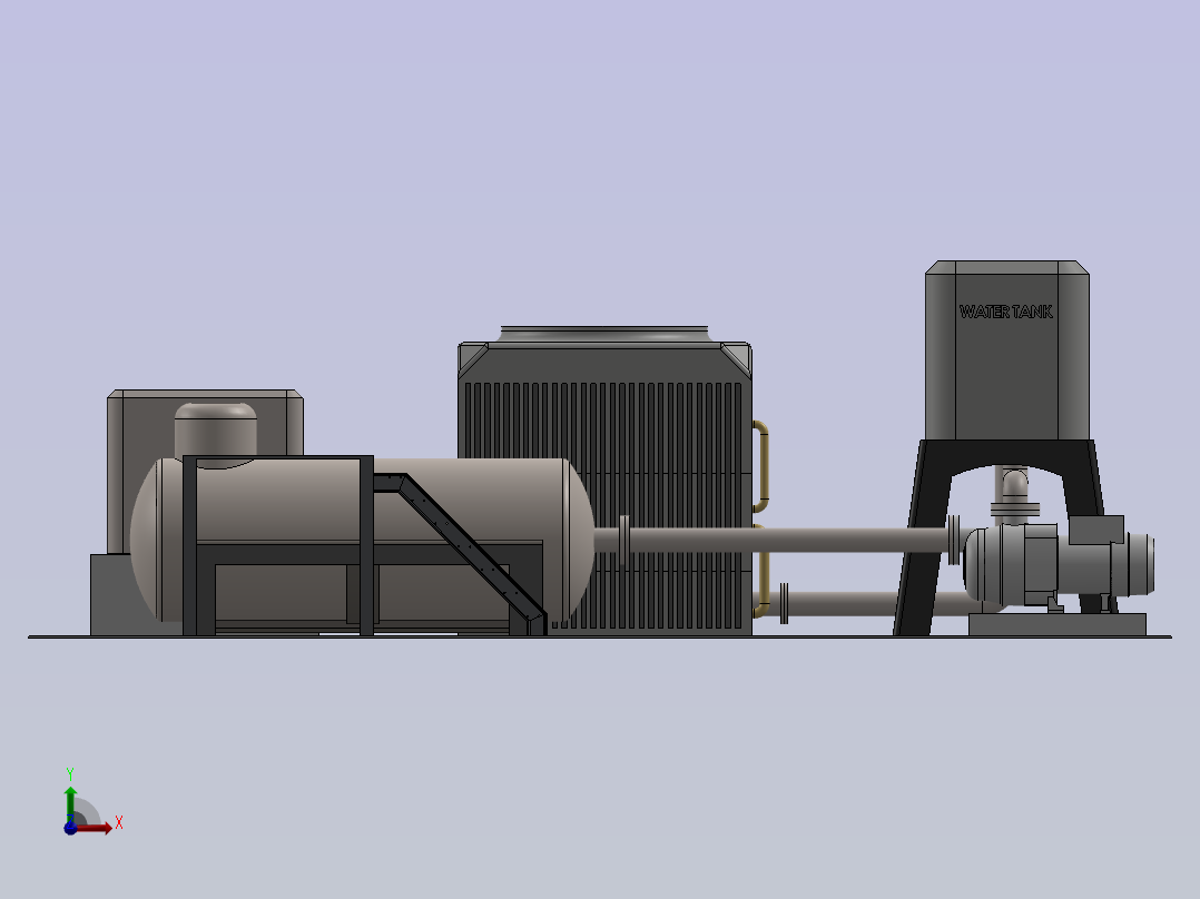 紧凑型锅炉和循环系统前视图