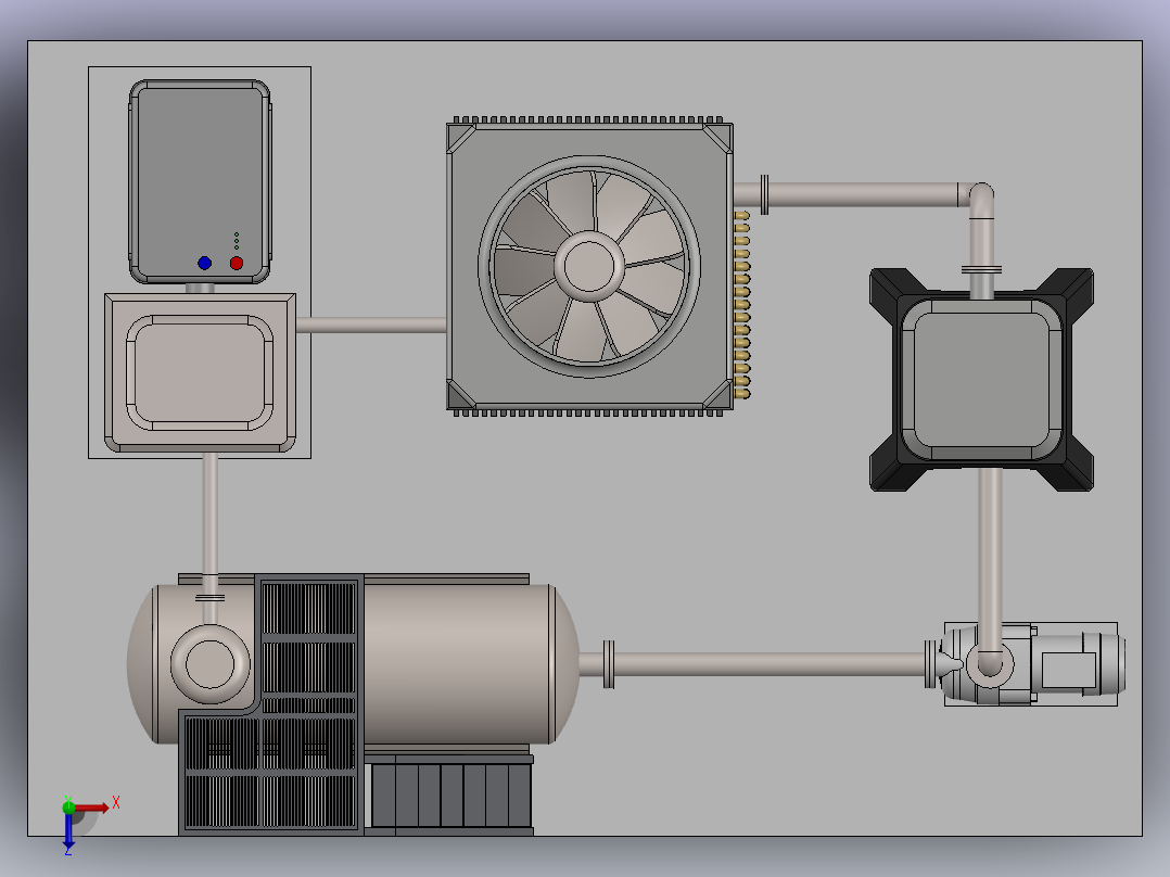紧凑型锅炉和循环系统俯视图
