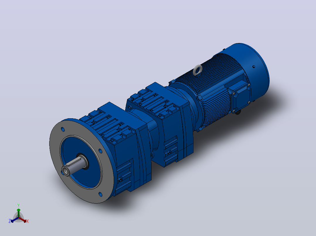 RF37R17法兰轴伸式组合型斜齿轮减速机RF37R17-Y0.18-4P-63-M1-0°-Φ200主视图