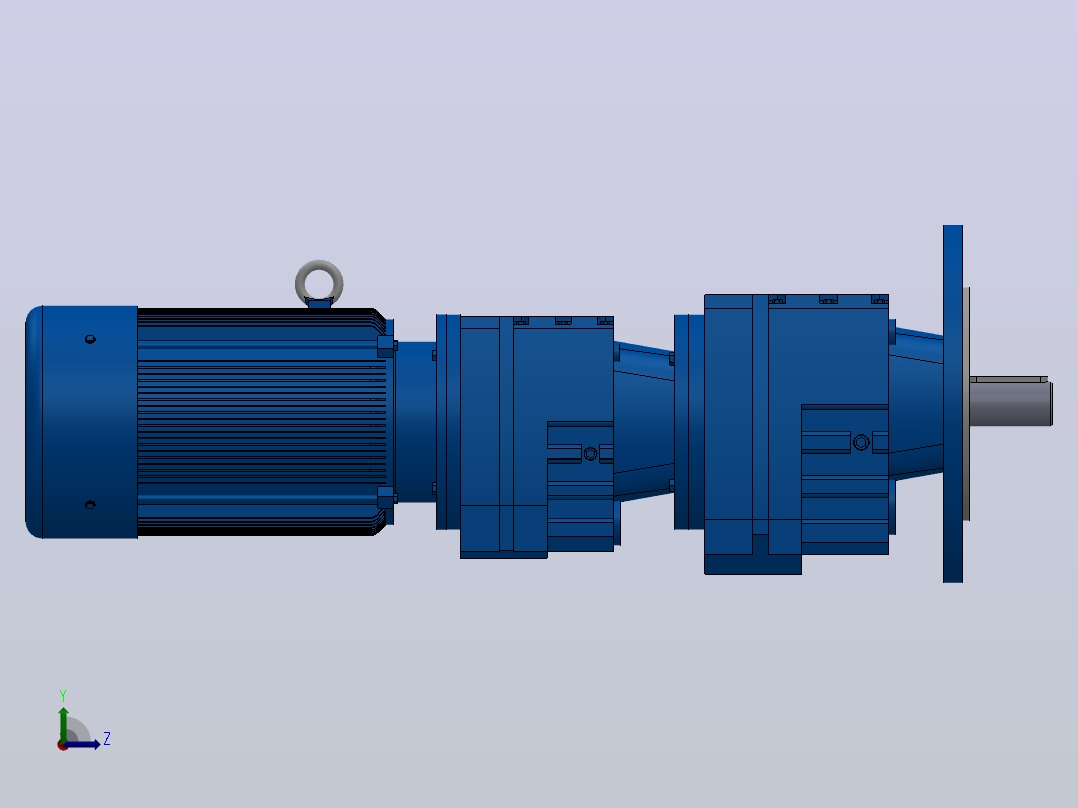 RF37R17法兰轴伸式组合型斜齿轮减速机RF37R17-Y0.18-4P-63-M1-0°-Φ200左视图