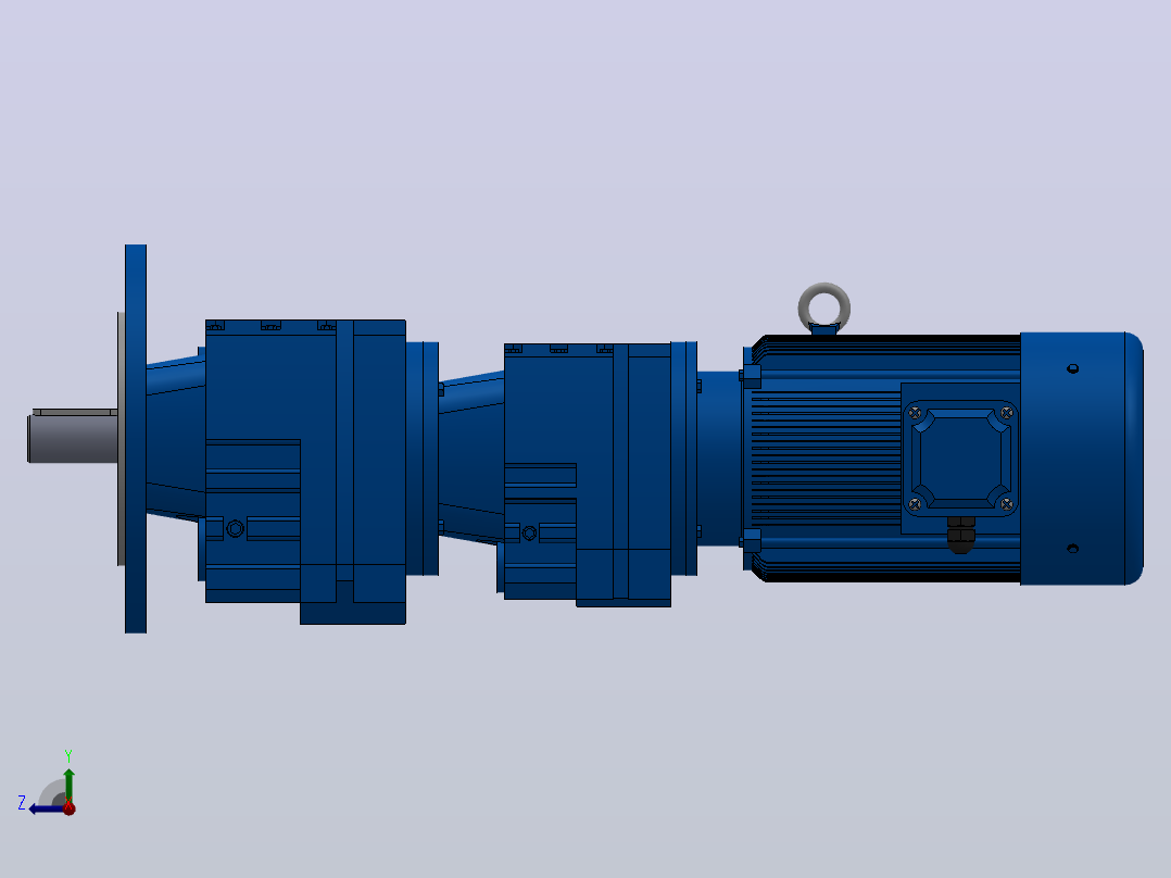 RF37R17法兰轴伸式组合型斜齿轮减速机RF37R17-Y0.18-4P-63-M1-0°-Φ200右视图