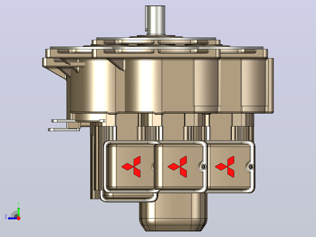 带电动制动器的螺旋法兰齿轮电机0.4kW i=60...100克-DFB三菱电机右视图