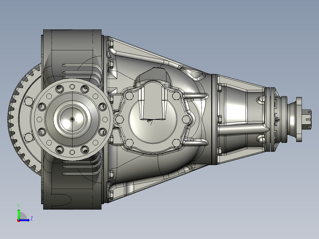 CA10B解放汽车后桥3D图纸 3D模型 机械设计参考左视图