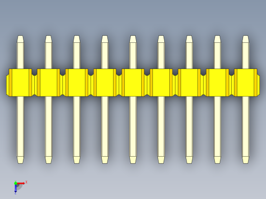 彩色公头100mil（2.54mm）系列-DS1021_yellow_1x09p_100mil_Type1_rev1.0俯视缩略图