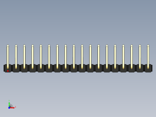 彩色公排针 100mil 2.54mm 系列-DS1022_black_18p_100mil_TypeU_rev1.0前视缩略图
